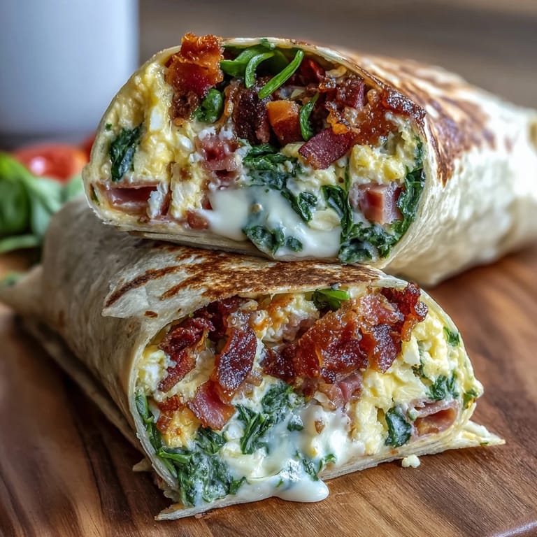 Wholesome Green Eggs and Ham wraps featuring soft eggs, melted cheddar, and fresh chives in a spinach tortilla.