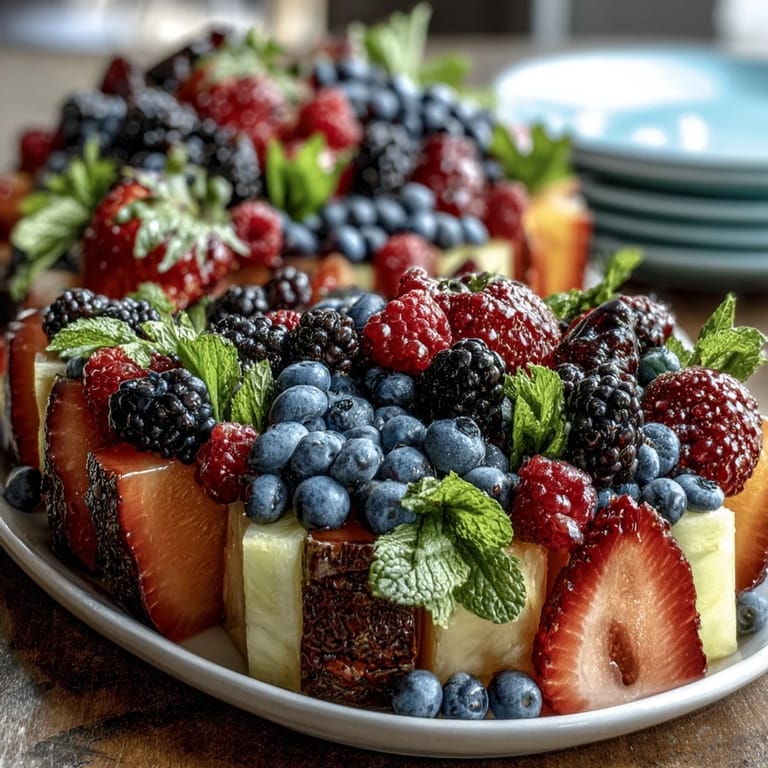 Colorful fruit platter arranged with edible flowers, offering a fresh and healthy party display.