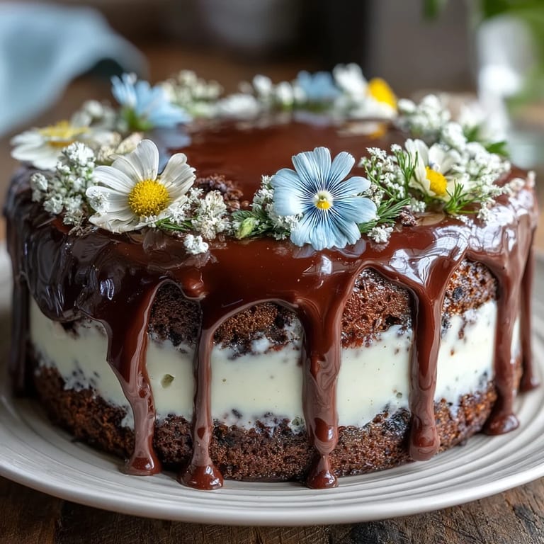 1. Spring Floral Drip Cake with Lemon Frosting: A vibrant layer cake with zesty lemon frosting, white chocolate drip, and edible flower decoration for a fresh spring celebration.