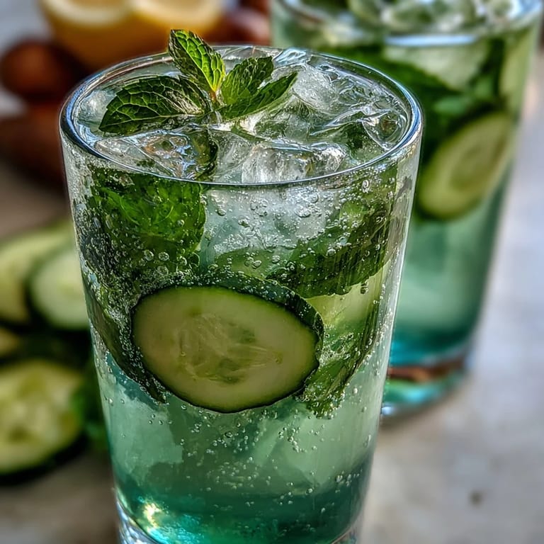 Taste the bright, cool flavors of this Sparkling Cucumber Mint Lemonade Mocktail.