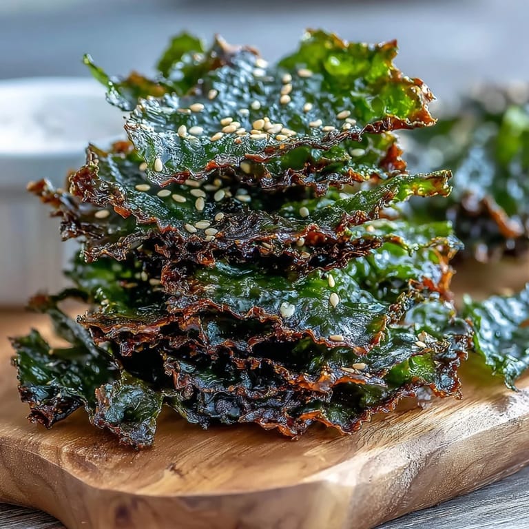 Savory baked seaweed snack chips, an easy gluten-free treat with nutty flavor.