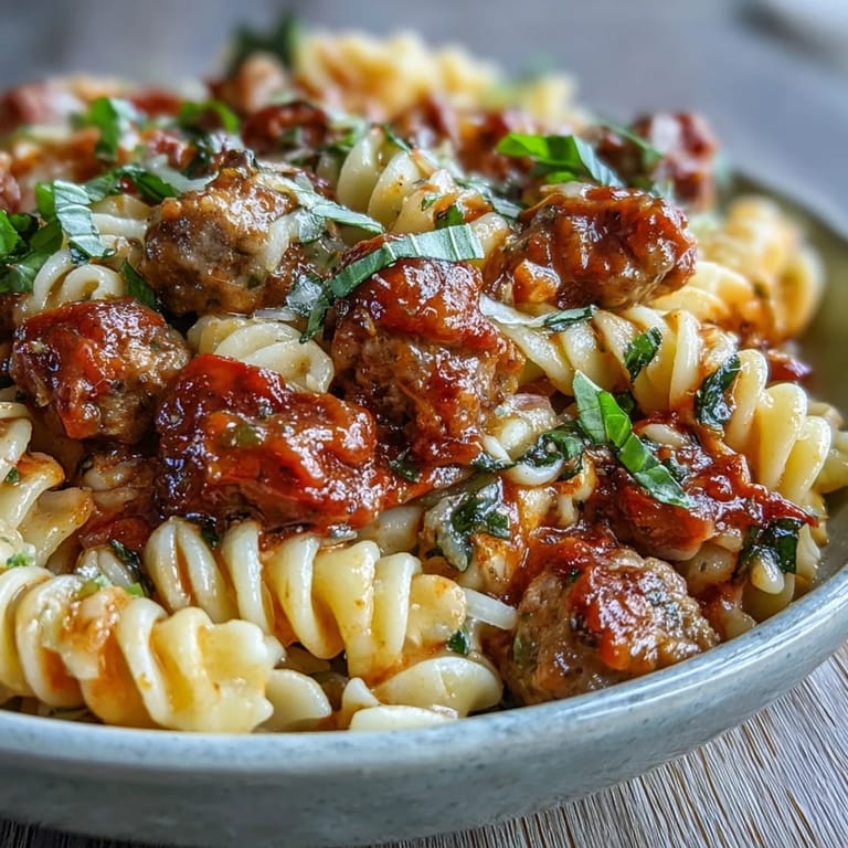 Deliciously cheesy Creamy Tomato Sausage Pasta, perfect for a cozy weeknight family meal.