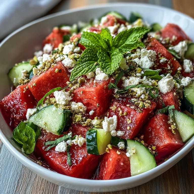 Enjoy this easy Watermelon Feta Crunch Salad, perfect for light lunches.
