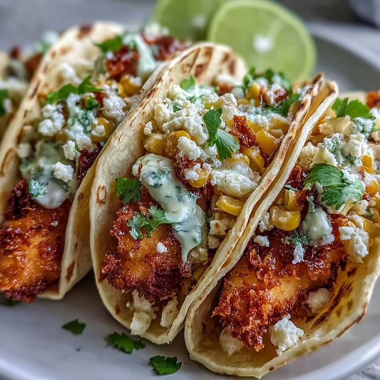 Vibrant street corn chicken tacos, a delicious handheld fiesta ready to enjoy.