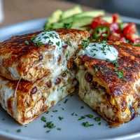 Golden Rotisserie Chicken Crunch Wrap Bake, bubbling cheese and crispy edges.